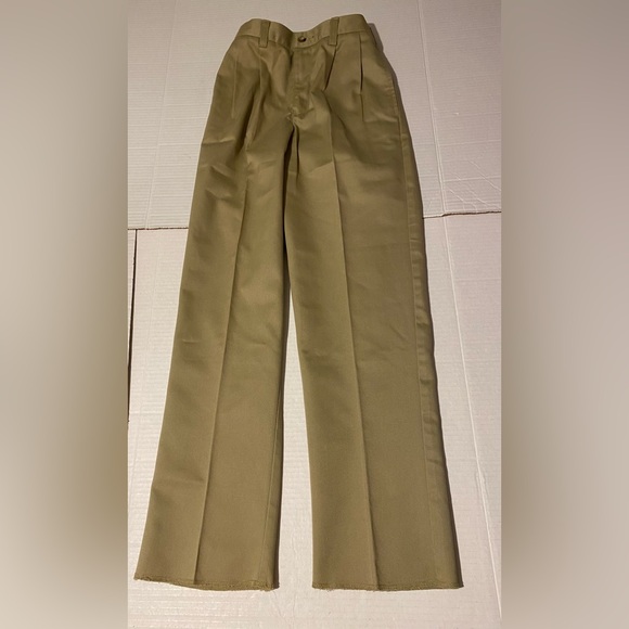 Boys 10S khaki pleated school uniform ready to hem pants - Picture 2 of 11